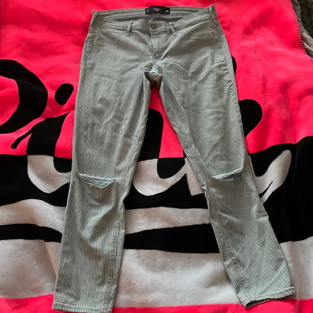 Hollister crop pinstripe jeans
